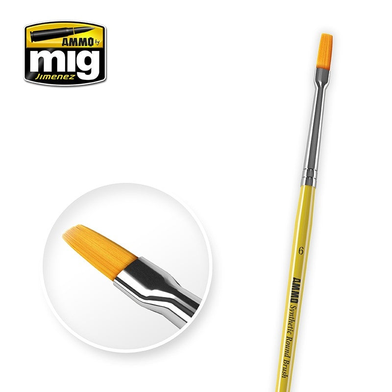 Ammo MIG 8621 flat penseel No. 6 voor modelbouw basislagen en egale dekking