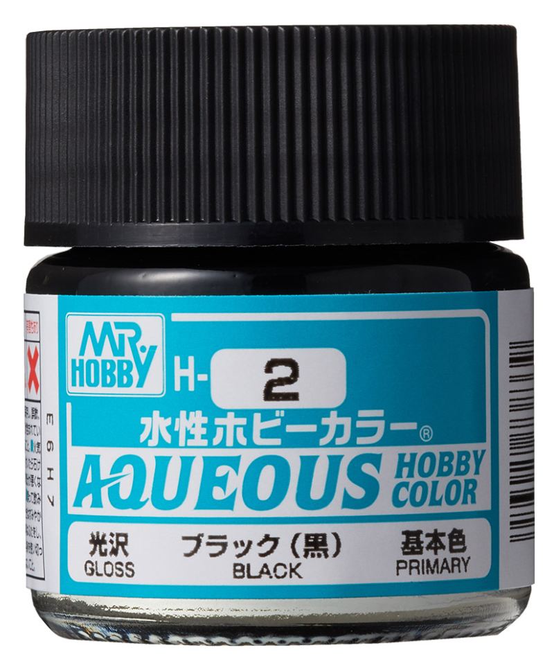 Mr Hobby Aqueous Gloss Black H002 glanzende zwarte modelbouw verf 10ml