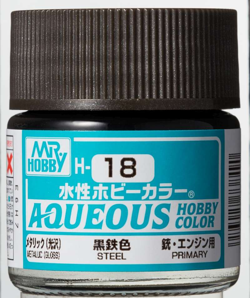 Mr Hobby Aqueous Metallic Steel H018 staal kleurige modelbouw verf 10ml