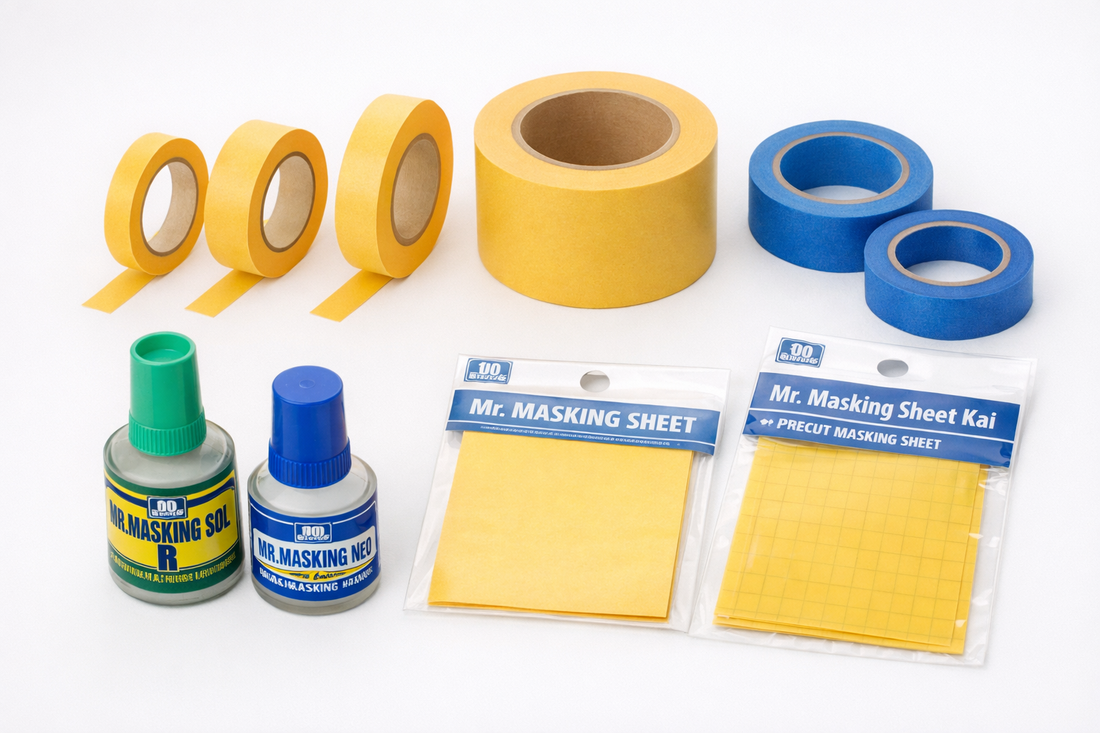 Verschillende breedtes masking tape modelbouw vergelijking