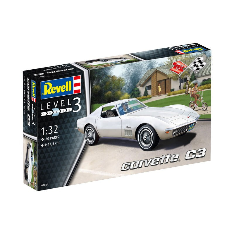 Revell Corvette C3 1:32 schaal modelbouwkit doos angled
