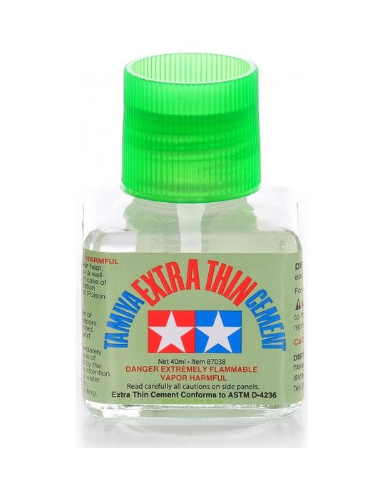 Tamiya Extra Thin Cement 87038 verpakking en fles detail modelbouwlijm