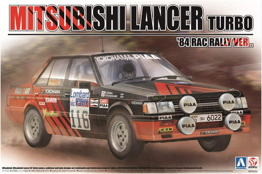 Beemax 1/24 Mitsubishi Lancer Turbo RAC Rally 1984 Advan modelbouwkit doos voorkant