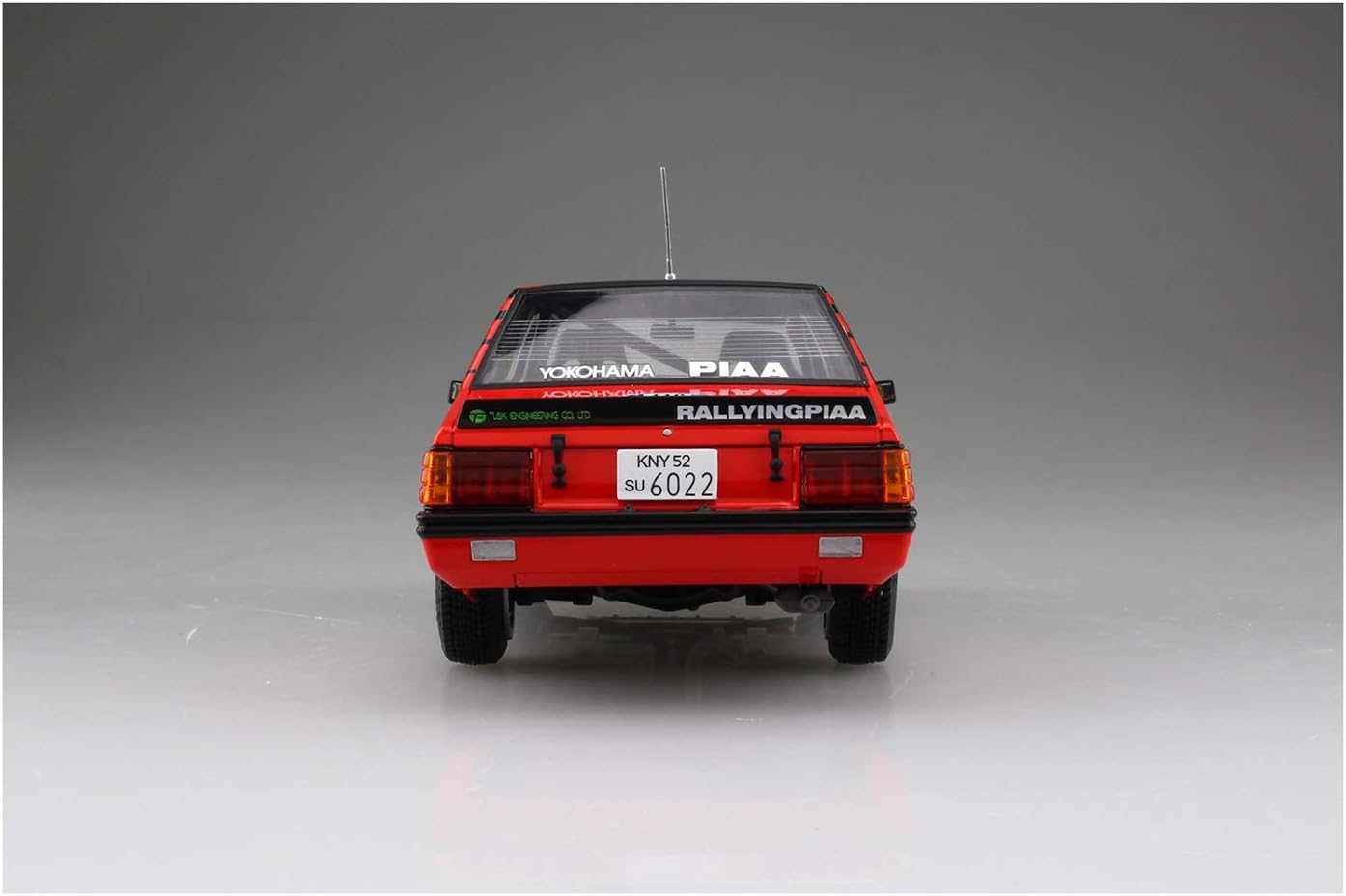 Gebouwde Beemax 1/24 Mitsubishi Lancer Turbo RAC Rally 1984 Advan model back