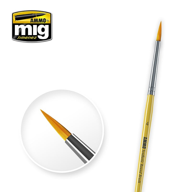 Ammo Mig Synthetische Ronde Kwast no.4  voor detail en figuren