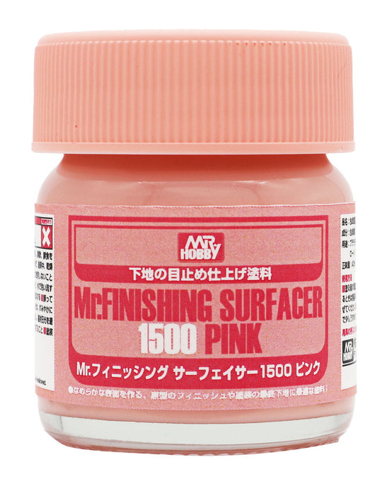 Mr. Finishing Surfacer 1500 Pink 40ml potje modelbouw surfacer voor betere dekking van lichte kleuren