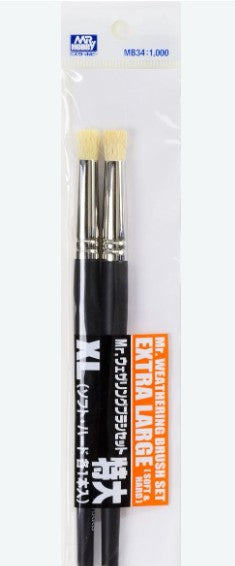 Mr.Hobby Weathering Brush Set Extra Large Soft Hard MB34 weathering penselen voor modelbouw