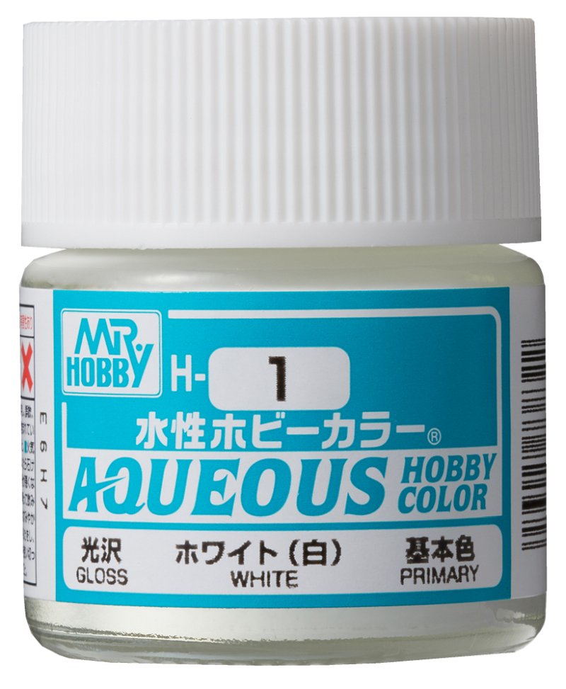 Mr Hobby Aqueous Gloss White H001 glanzende witte modelbouw verf 10ml