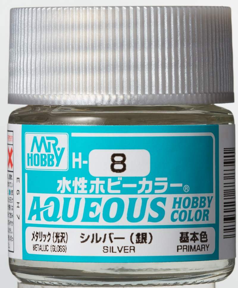 Mr Hobby Aqueous Metallic Silver H008 zilverkleurige modelbouw verf 10ml