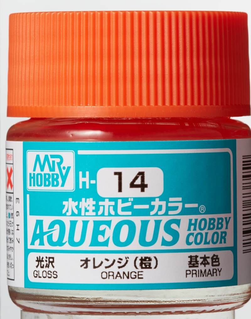 Mr Hobby Aqueous Gloss Orange H014 glanzende oranje modelbouw verf 10ml