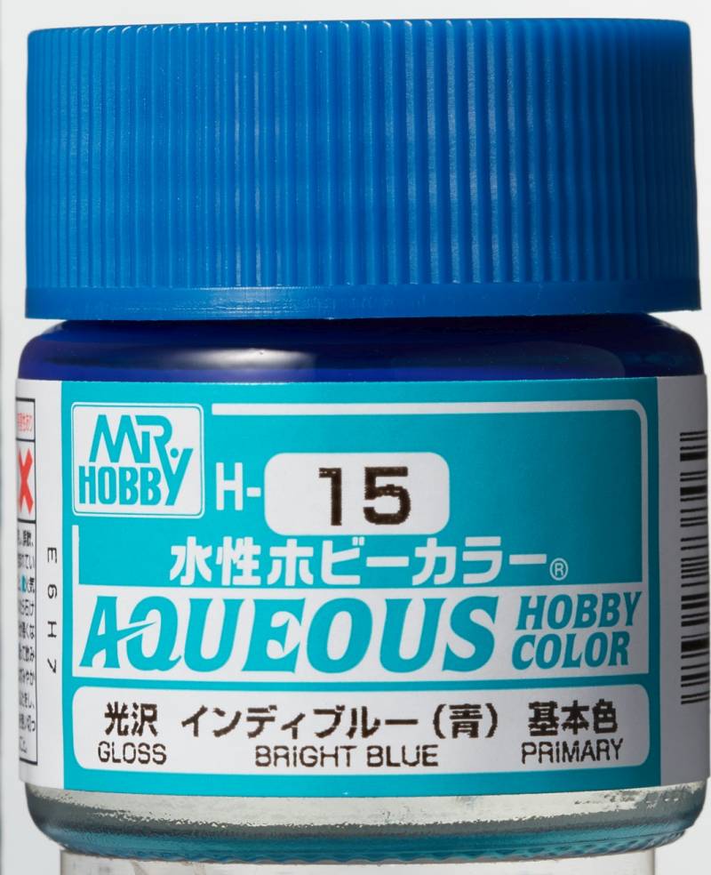 Mr Hobby Aqueous Gloss Bright Blue H015 glanzende helderblauwe modelbouw verf 10ml