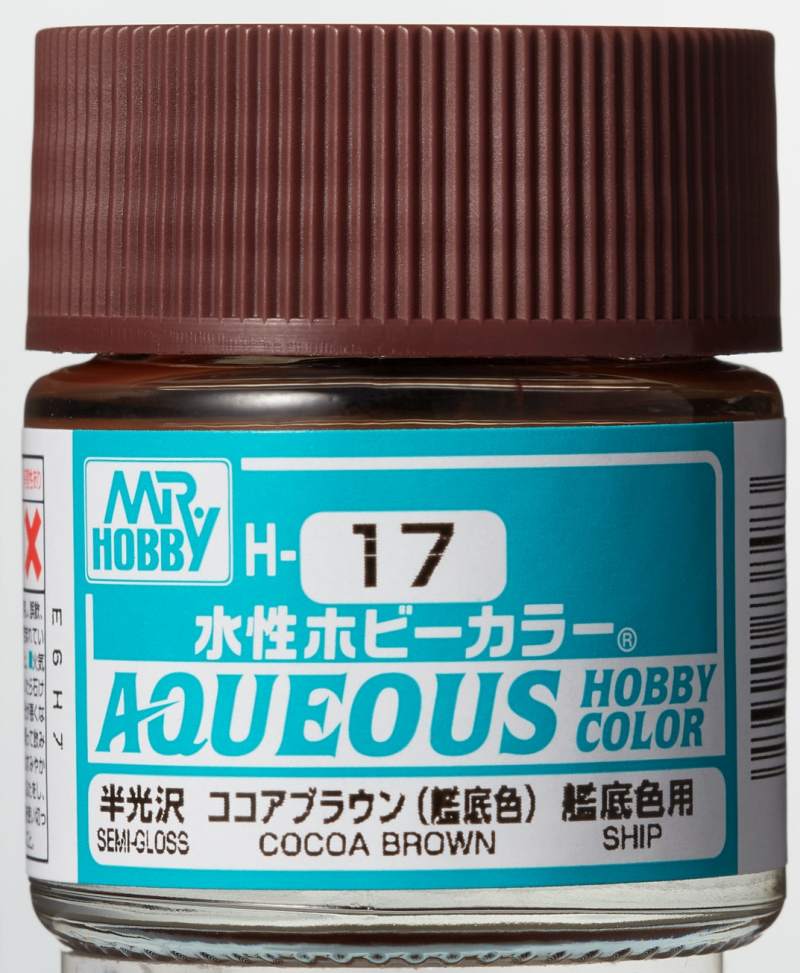 Mr Hobby Aqueous H017 Cocoa Brown Hull Red halfglanzende modelbouw verf 10ml
