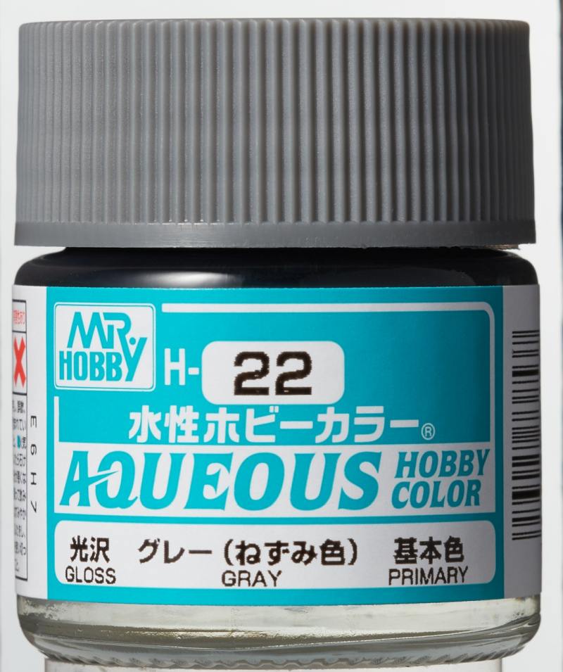 Mr Hobby Aqueous Gloss Gray H022 glanzende grijze modelbouw verf 10ml