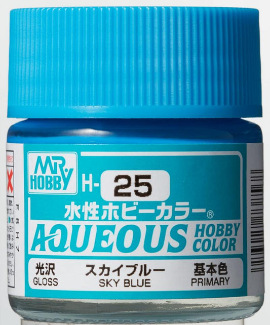 Mr Hobby Aqueous Gloss Sky Blue H025 glanzende lichtblauwe modelbouw verf 10ml
