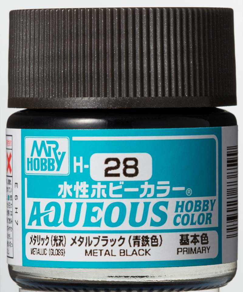 Mr Hobby Aqueous Metallic Metal Black H028 zwarte metallic modelbouw verf 10ml