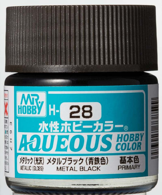 Mr Hobby Aqueous Metallic Metal Black H028 zwarte metallic modelbouw verf 10ml