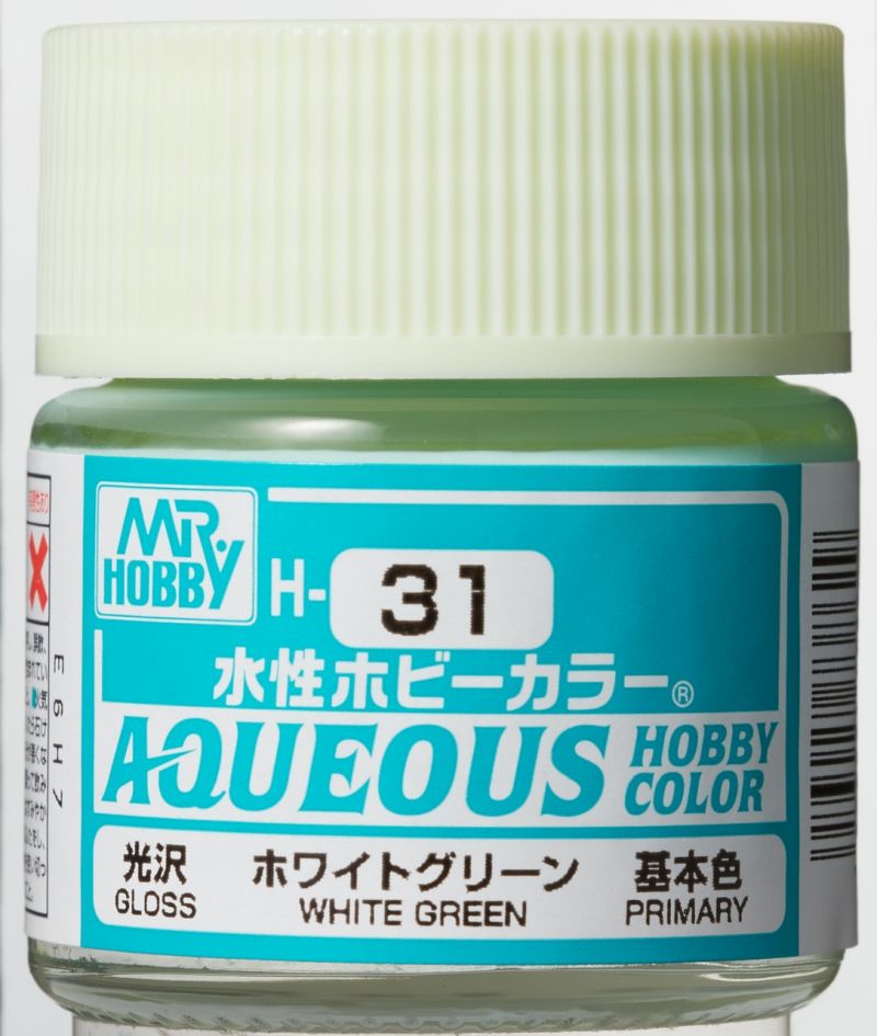 Mr Hobby Aqueous Gloss White Green H031 glanzende lichtgroene modelbouw verf 10ml