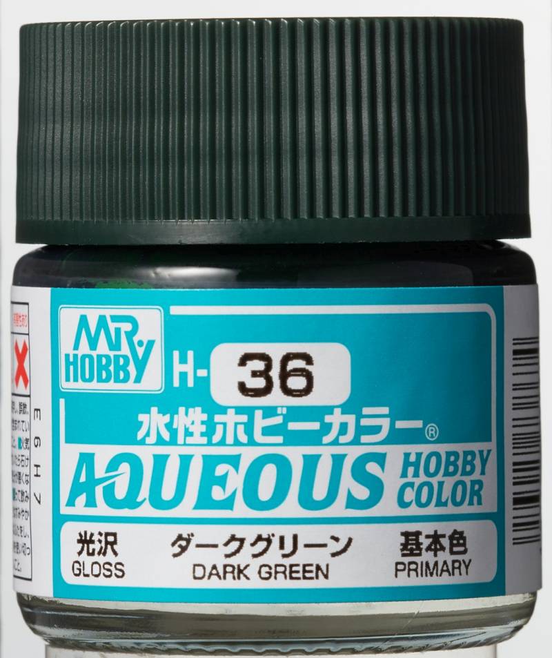 Mr Hobby Aqueous Gloss Dark Green H036 glanzende donkergroene modelbouw verf 10ml