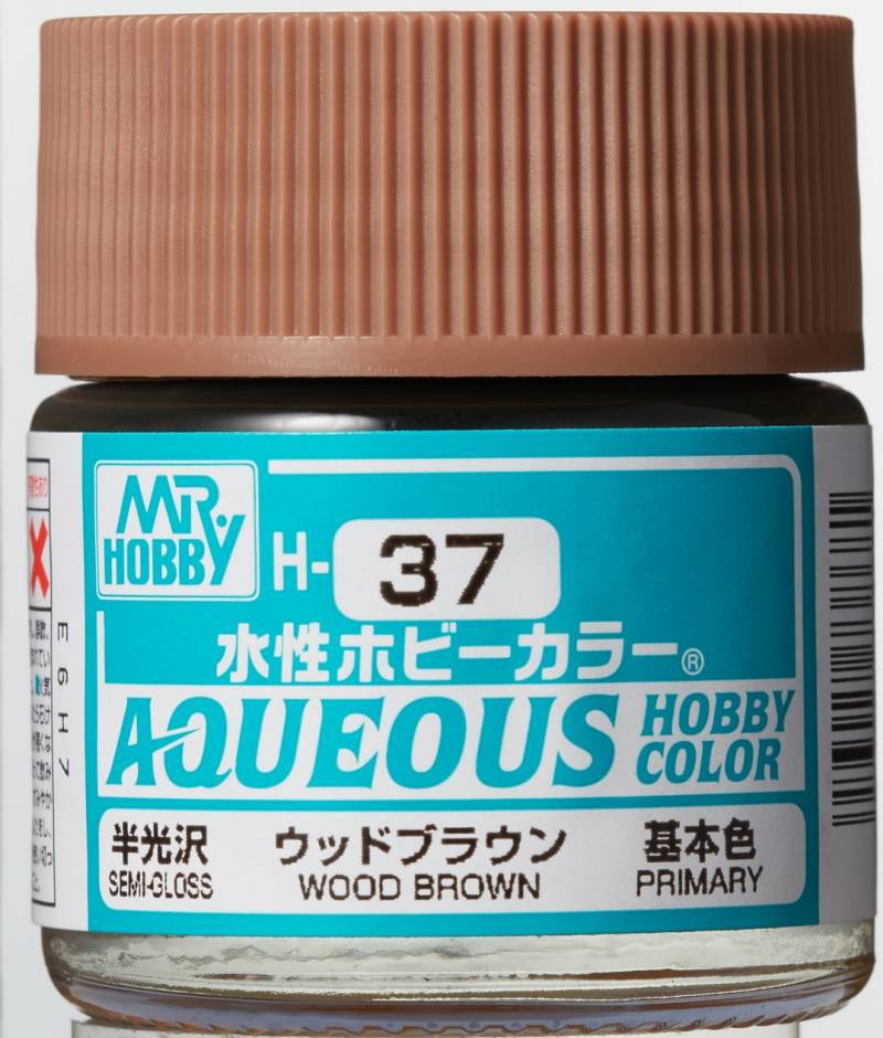 Mr Hobby Aqueous Gloss Wood Brown H037 glanzende houtbruine modelbouw verf 10ml