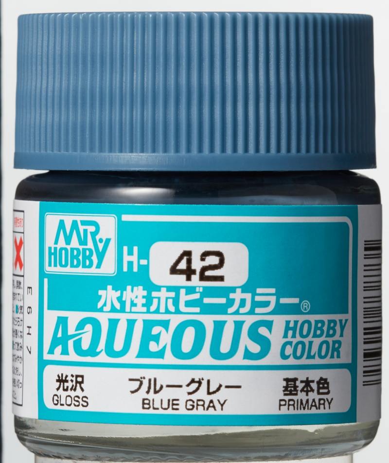 Mr Hobby Aqueous Gloss Blue Gray H042 glanzende blauwgrijze modelbouw verf 10ml