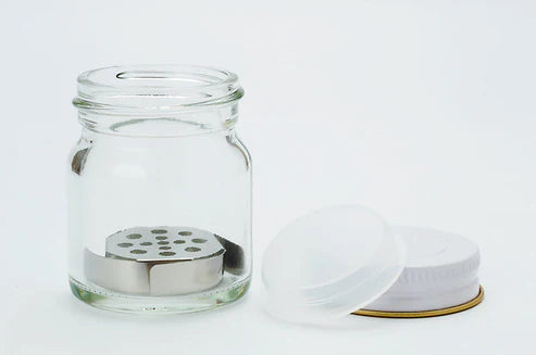 mr.hobby penseel reiniger gt35 glazen pot met metalen raster